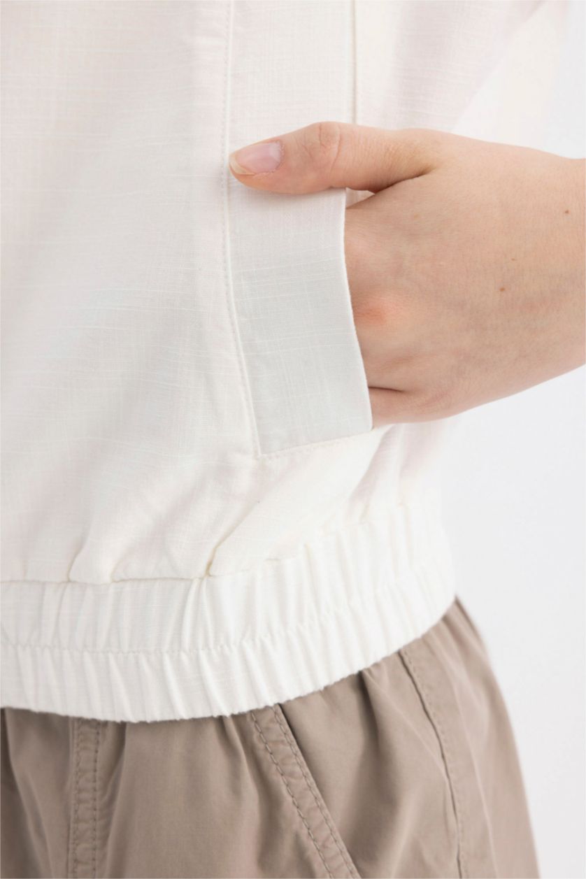 Kadın Kırık Beyaz Coool Regular Fit Fermuarlı Gabardin Yelek