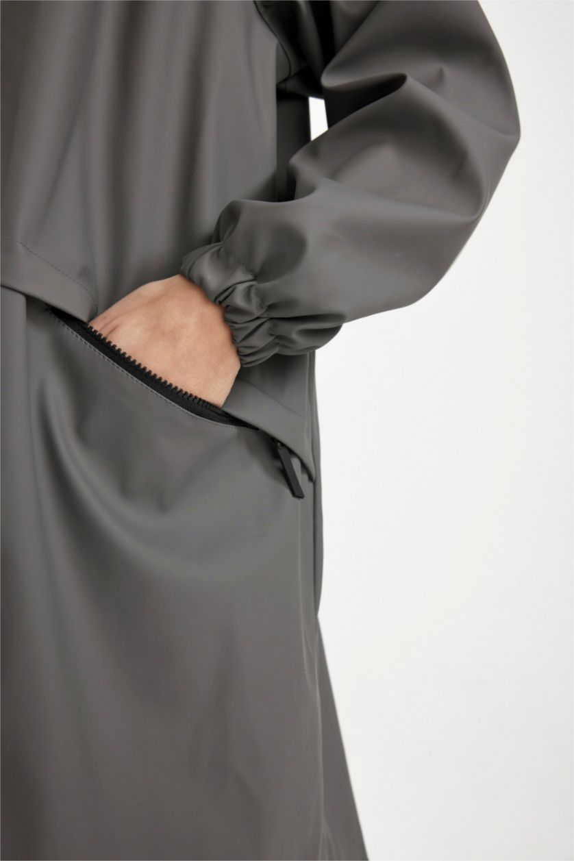 Woman Antrasit Regular Fit Taffeta Raincoat