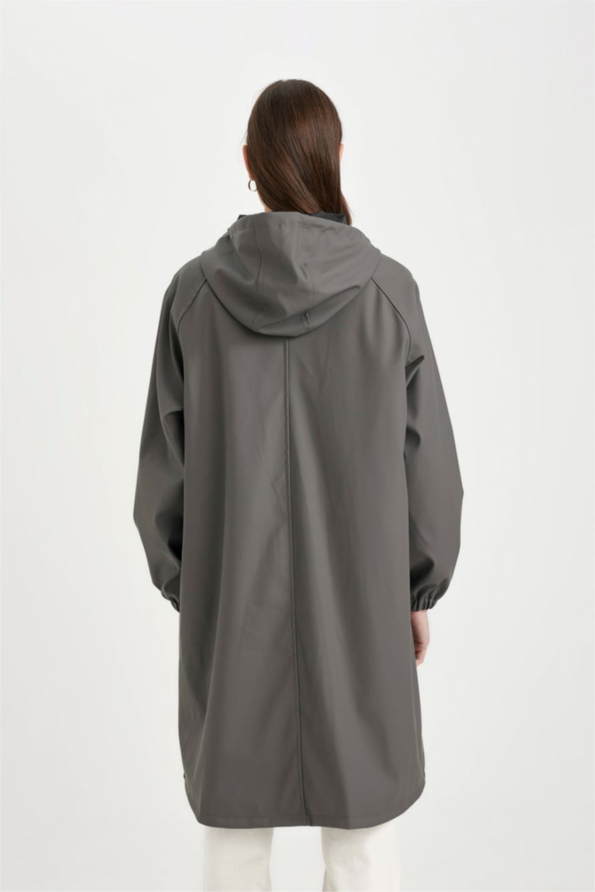 Woman Antrasit Regular Fit Taffeta Raincoat