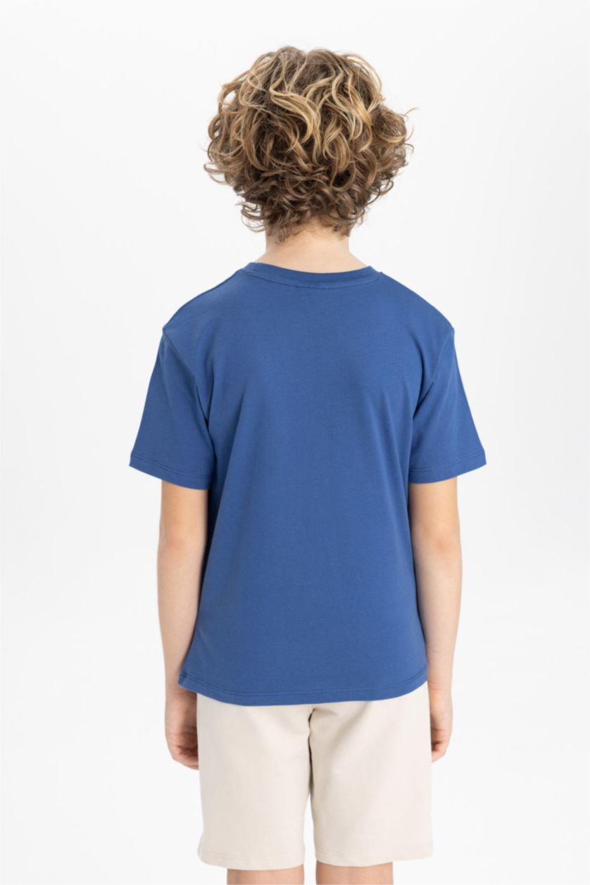 BOYS & TEENS Dark Blue Boy Crew Neck Printed Short Sleeve T-Shirt