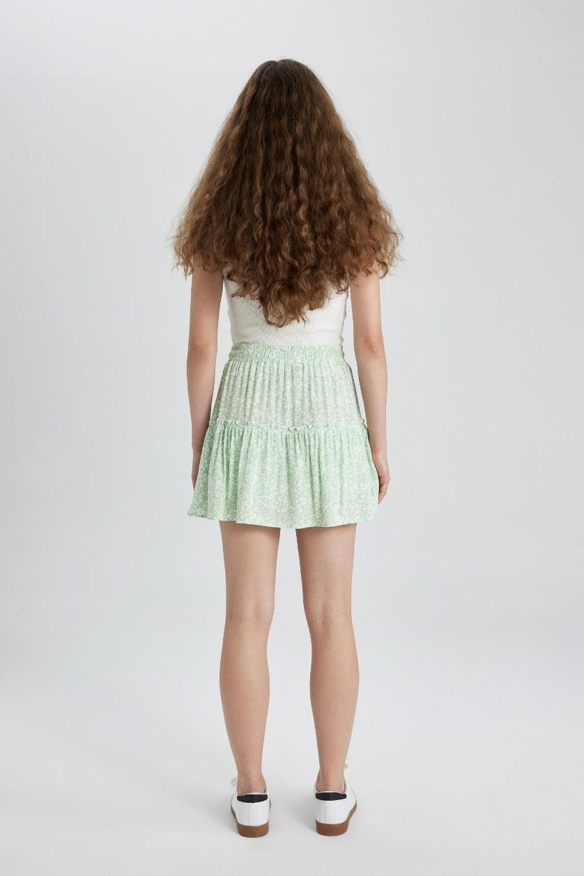 WOMAN Mint Floral Crinkle Viscose Mini Skirt