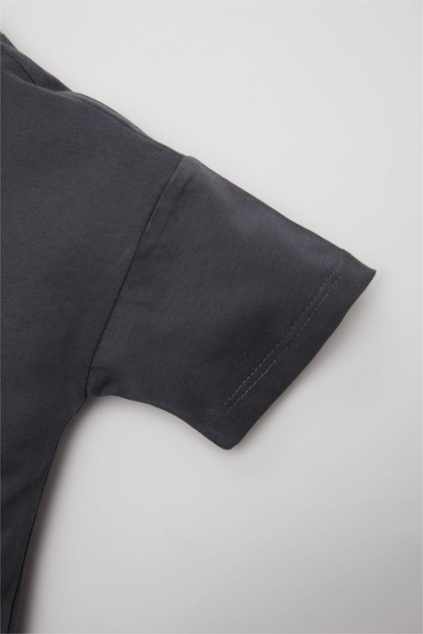 BÉBÉ GARÇON Anthracite T-Shirt à Manches Courtes Col rond  Imprimé à Motif Tigre pour Bébé Garçon