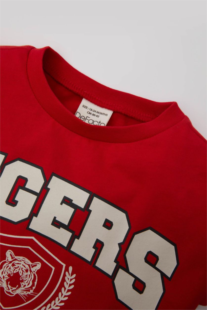 BÉBÉ GARÇON Rouge T-Shirt à Manches Courtes Col rond Imprimé à Motif Tigre pour Bébé Garçon