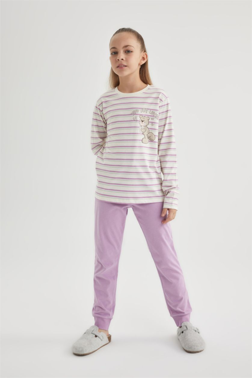 GIRLS & TEENS Sand Girl Striped Cotton 2 Piece Pajama Set
