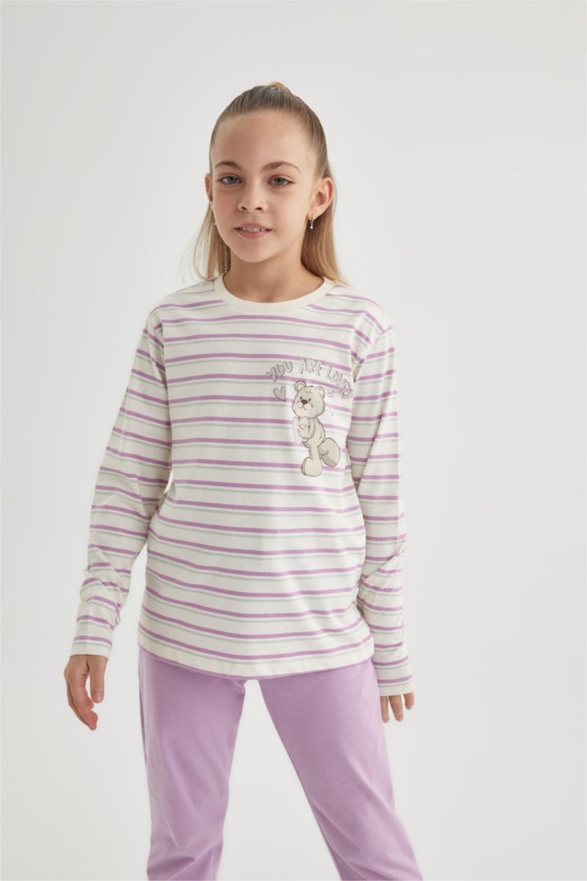GIRLS & TEENS Sand Girl Striped Cotton 2 Piece Pajama Set