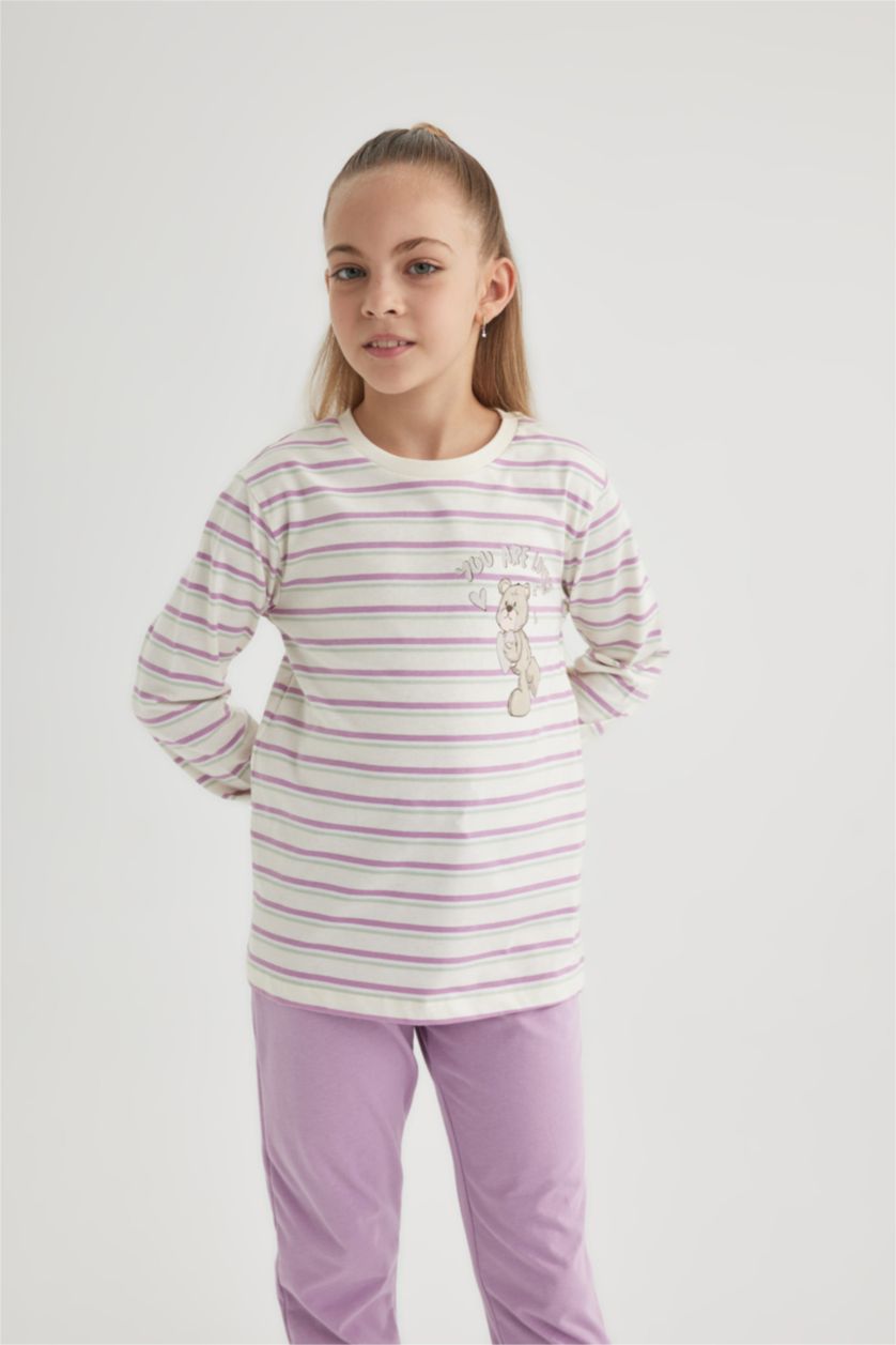 GIRLS & TEENS Sand Girl Striped Cotton 2 Piece Pajama Set