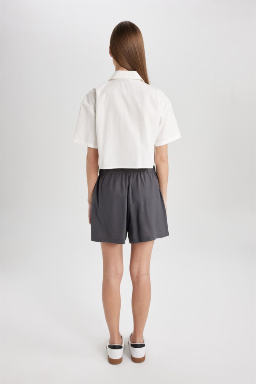 نساء أنثرا شورت قصة عادية بخصر عالي