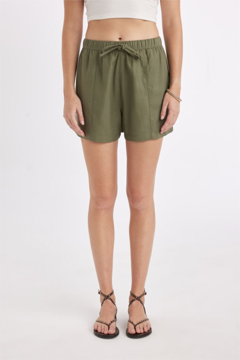 Женщины Светлый хаки Шорты стандартного кроя с высокой талией