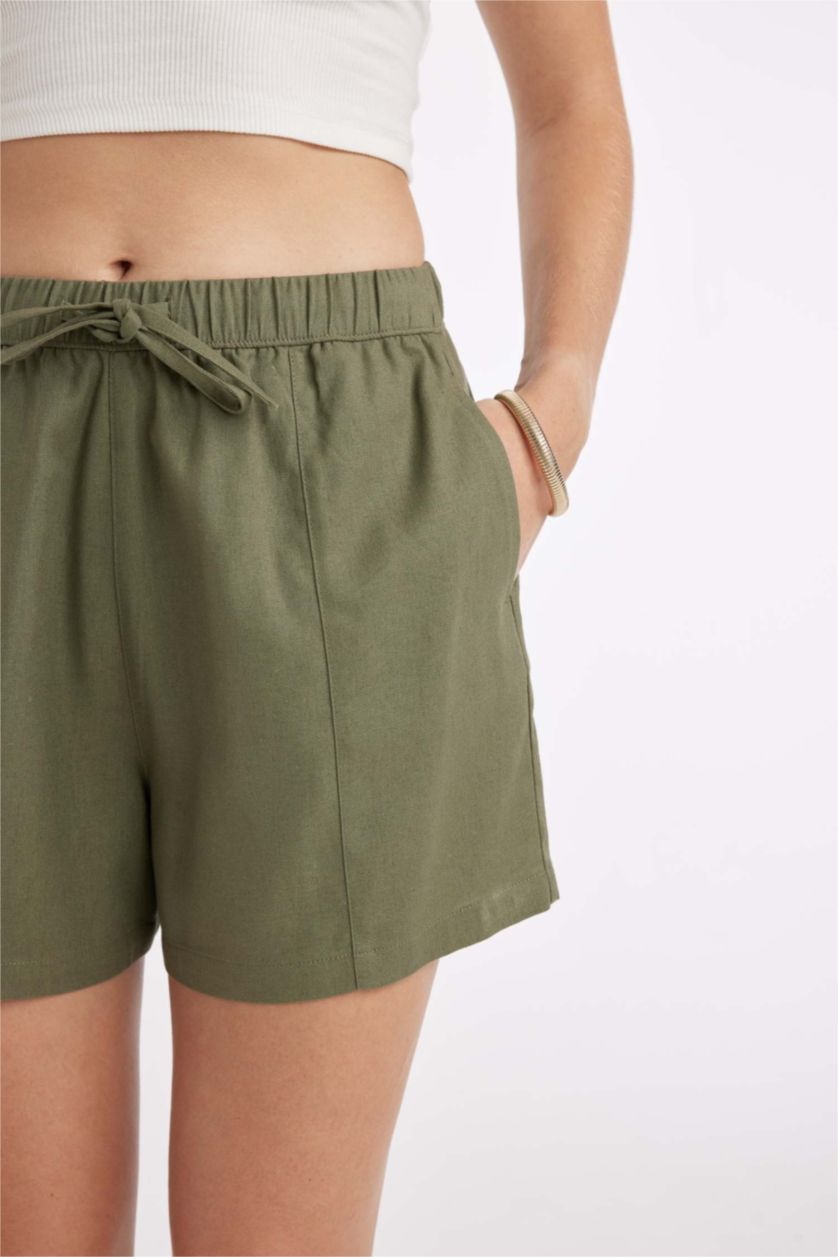 Женщины Светлый хаки Шорты стандартного кроя с высокой талией
