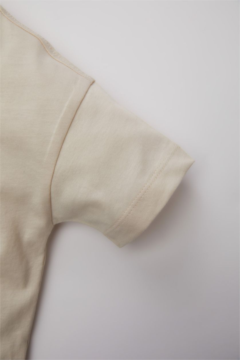 Baby Boy Light Stone Baby Boy Animal Patterned T-Shirt Shorts 2 Piece Set