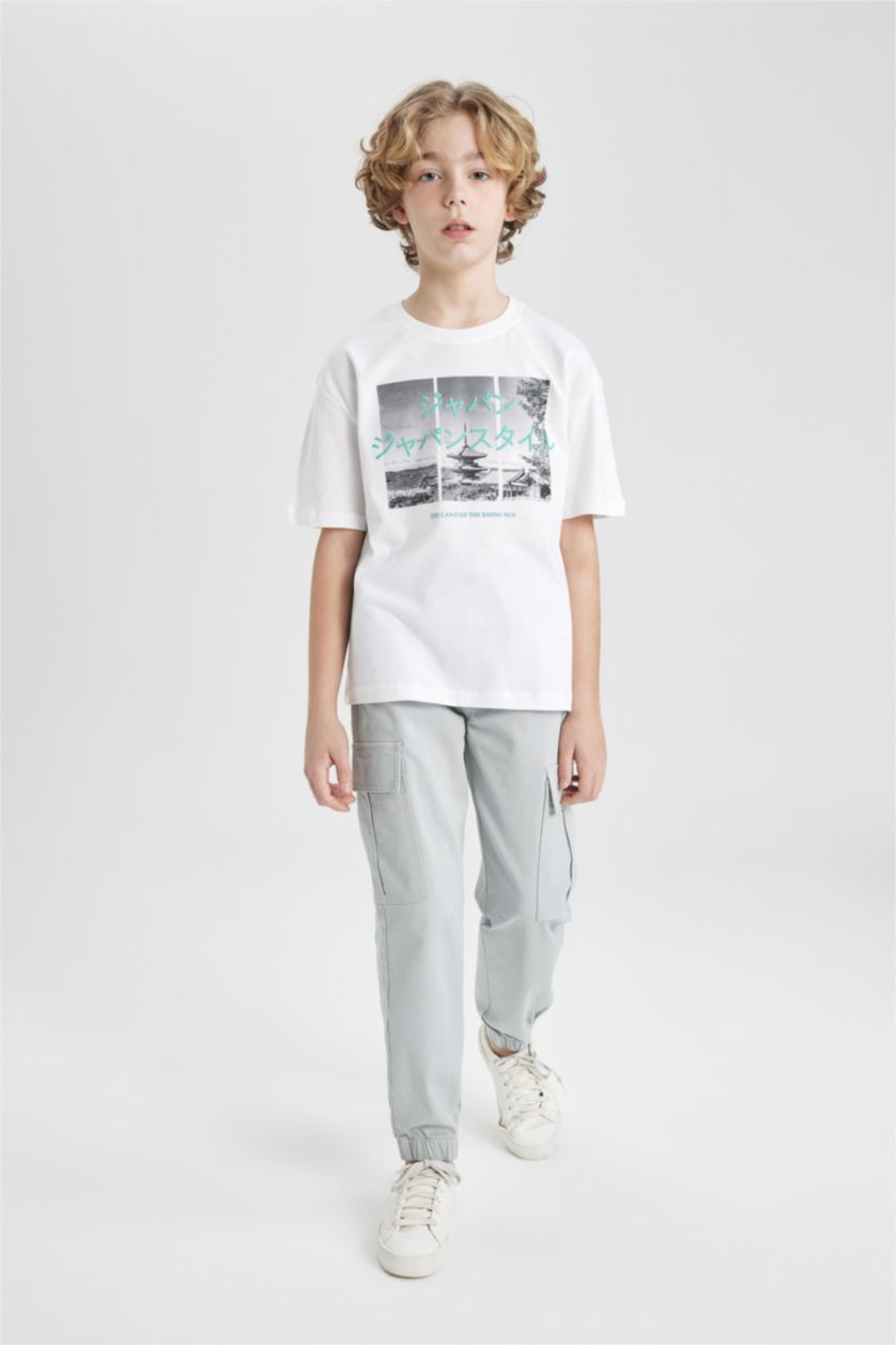 BOYS & TEENS Light Grey Cargo Fit Gabardine Trousers