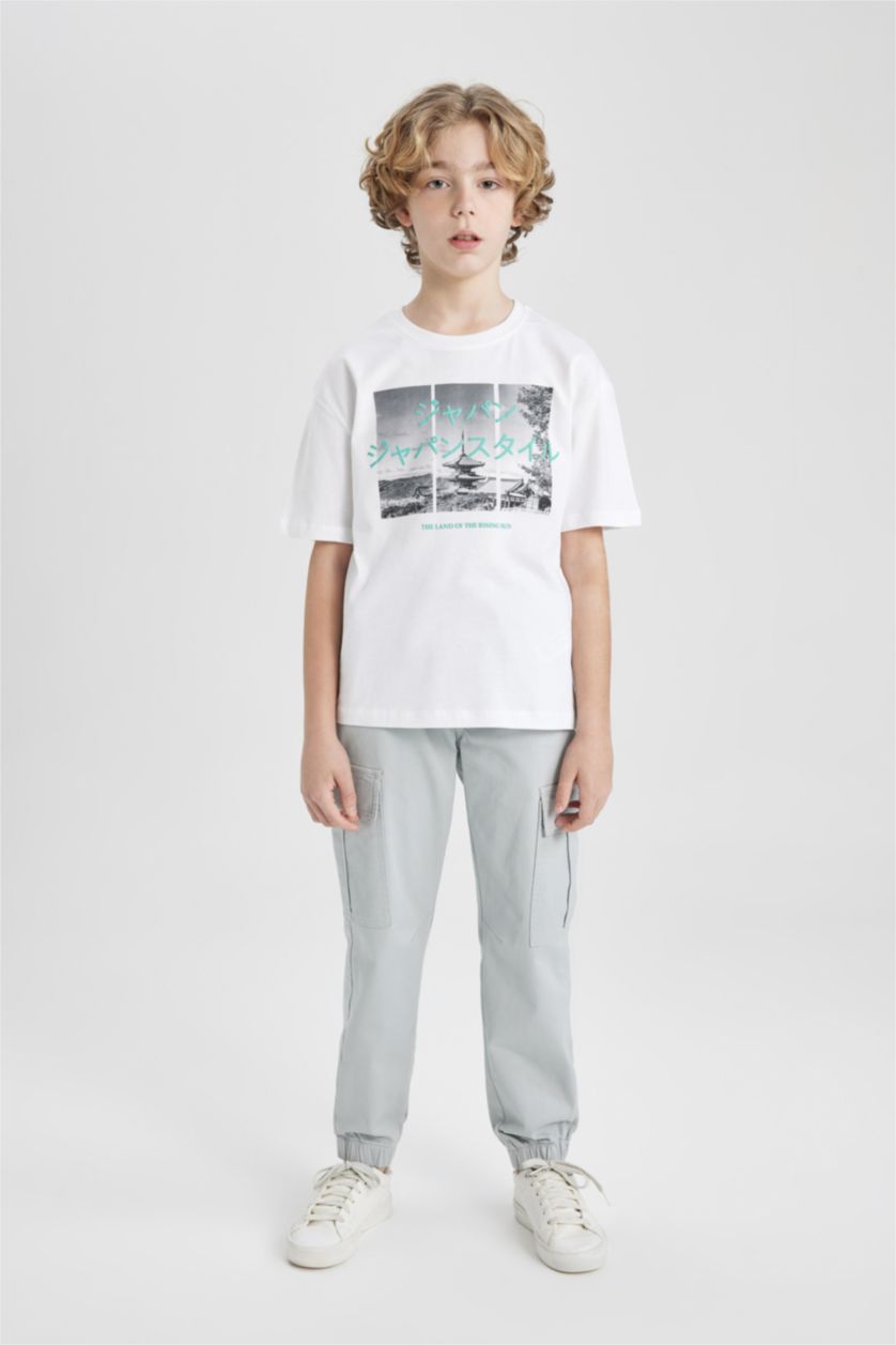 BOYS & TEENS Light Grey Cargo Fit Gabardine Trousers