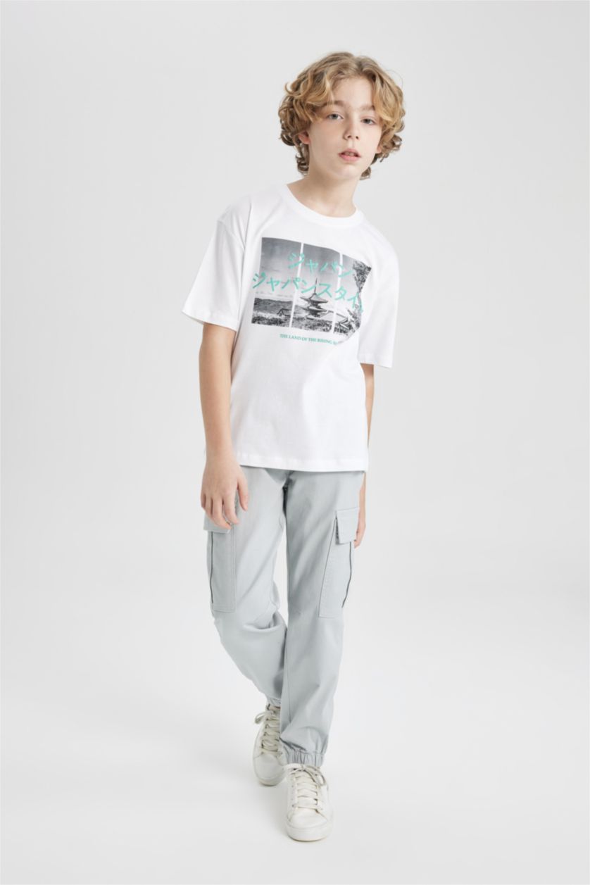 BOYS & TEENS Light Grey Cargo Fit Gabardine Trousers