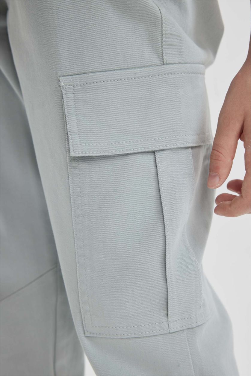 BOYS & TEENS Light Grey Cargo Fit Gabardine Trousers