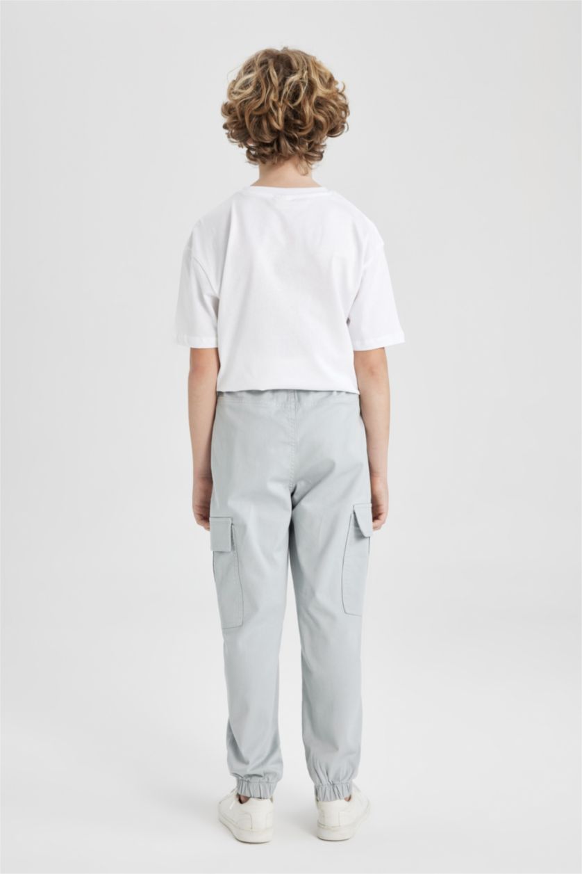 BOYS & TEENS Light Grey Cargo Fit Gabardine Trousers