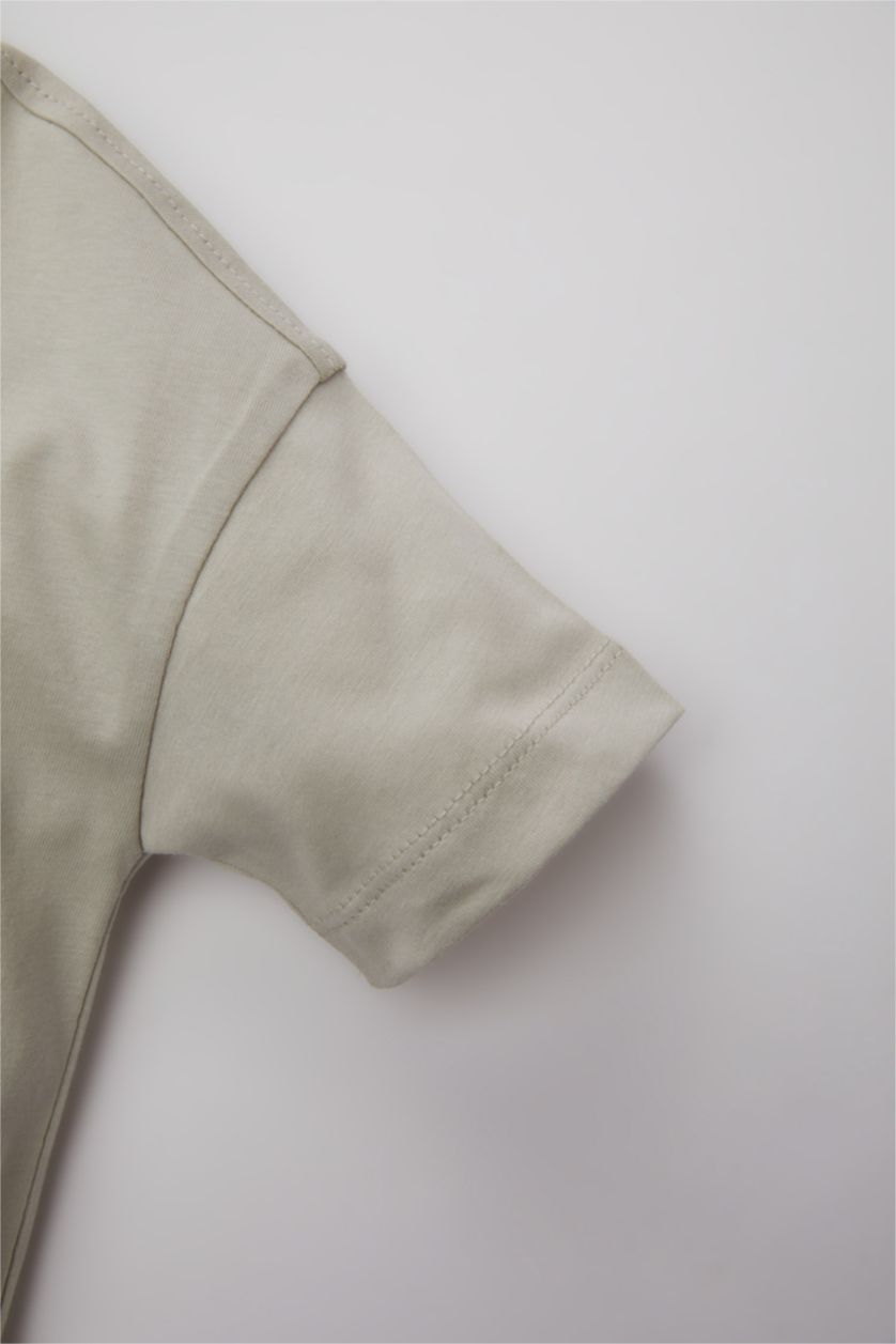 BABY BOY Beige Baby Boy Dinosaur Printed 2 Piece Set