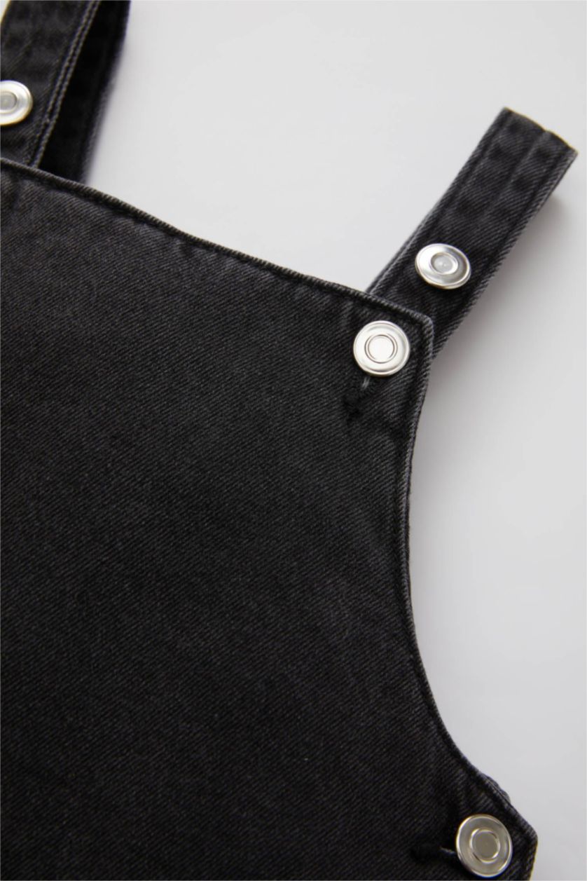 BÉBÉ FILLE Anthracite Robe Jean à Bretelles pour Bébé Fille