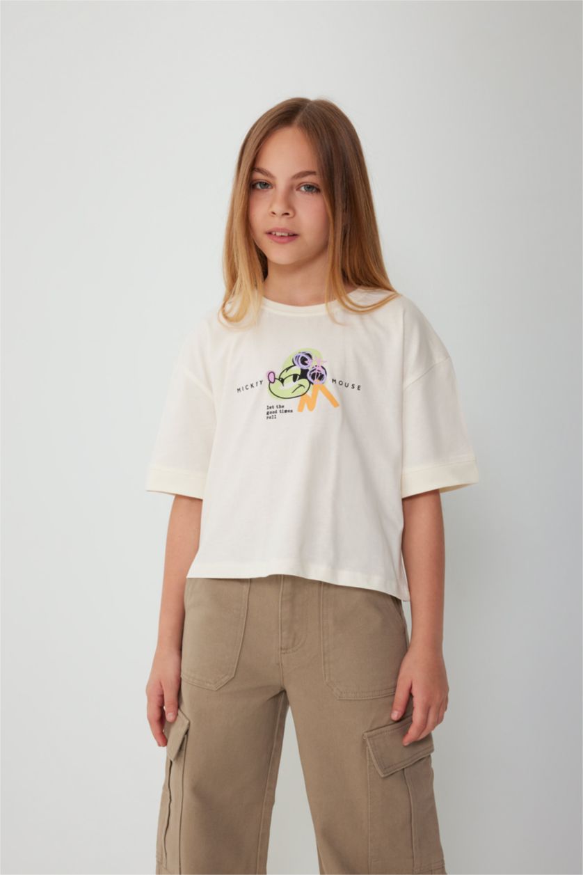 بنات بيج فاتح تيشيرت بناتي نص ردن من ديزني ميكي ماوس