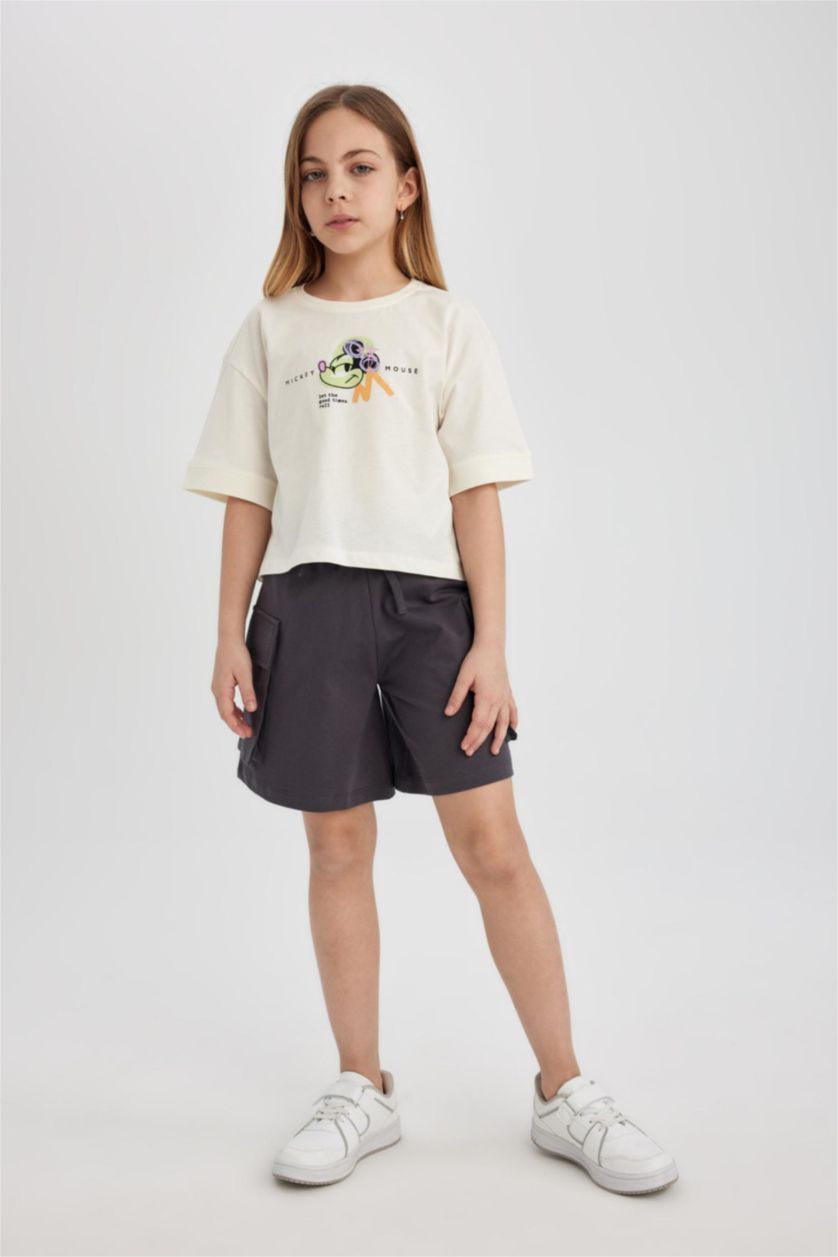 بنات بيج فاتح تيشيرت بناتي نص ردن من ديزني ميكي ماوس