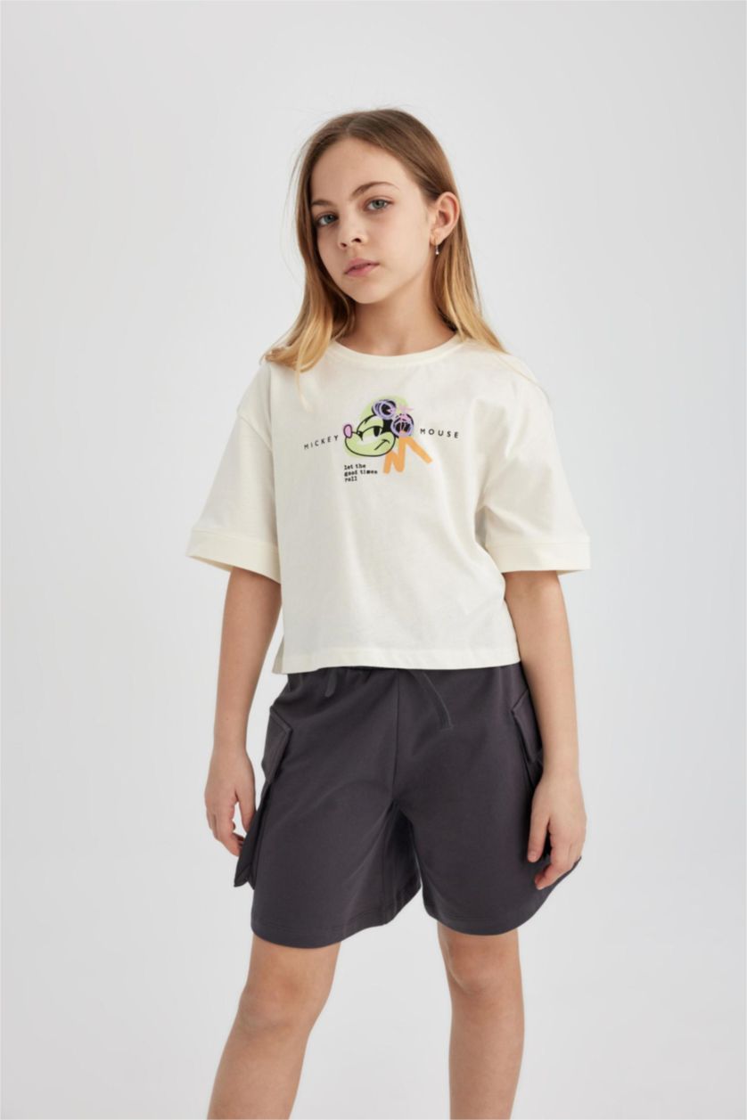 بنات بيج فاتح تيشيرت بناتي نص ردن من ديزني ميكي ماوس