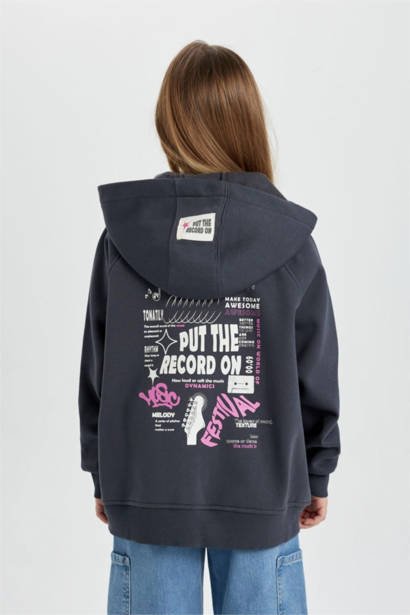 بنات أنثرا سويتر بناتي قماش سميك بغطاء للرأس وبطانة ناعمة