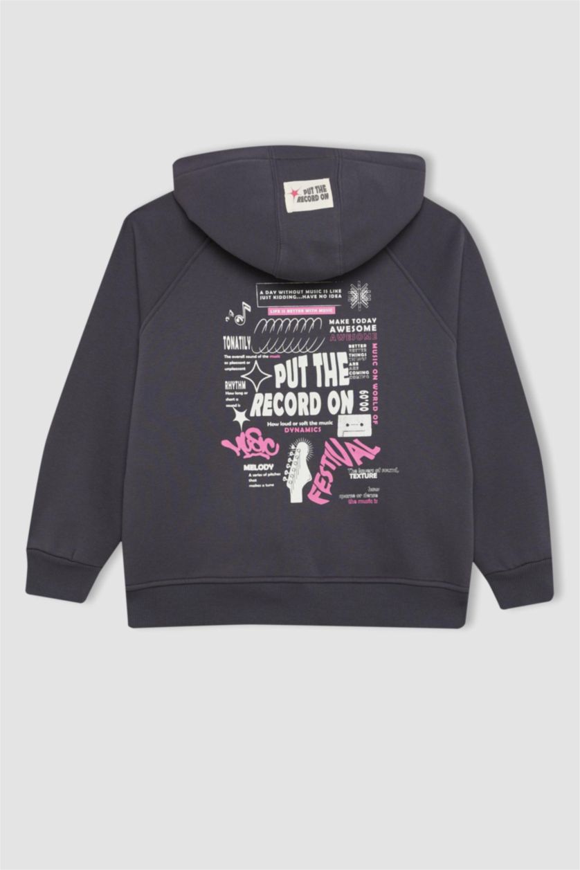 بنات أنثرا سويتر بناتي قماش سميك بغطاء للرأس وبطانة ناعمة