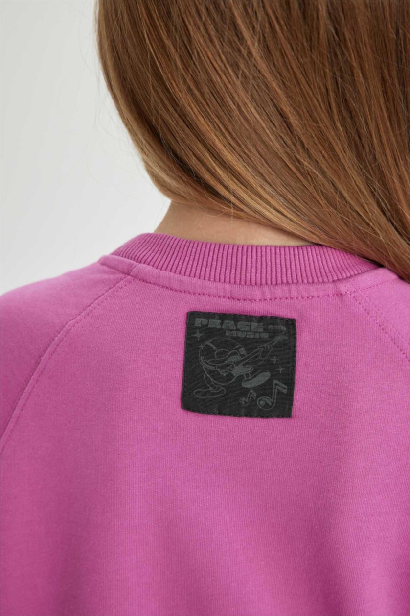 FILLES Rose T-shirt imprimé au dos à col rond et manches courtes pour fille