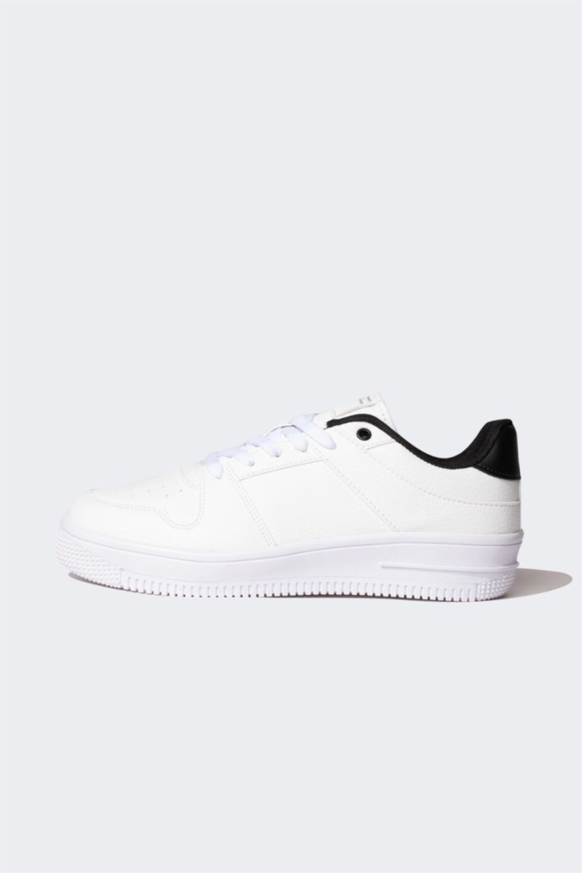 Boys & Teens White Boy Flat Sole Faux Leather Sneaker