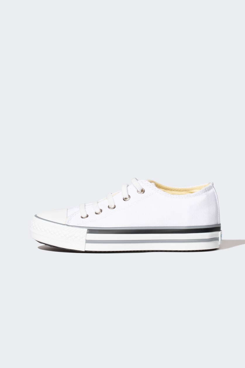 Erkek Çocuk - Genç Erkek Beyaz Erkek Çocuk Düz Taban Sneaker