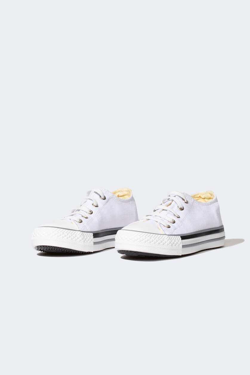 Erkek Çocuk - Genç Erkek Beyaz Erkek Çocuk Düz Taban Sneaker