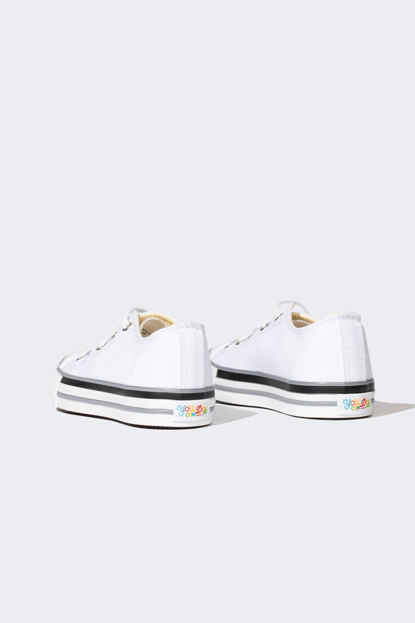 Erkek Çocuk - Genç Erkek Beyaz Erkek Çocuk Düz Taban Sneaker