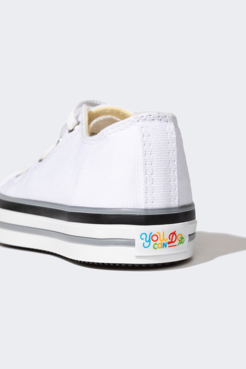 Erkek Çocuk - Genç Erkek Beyaz Erkek Çocuk Düz Taban Sneaker