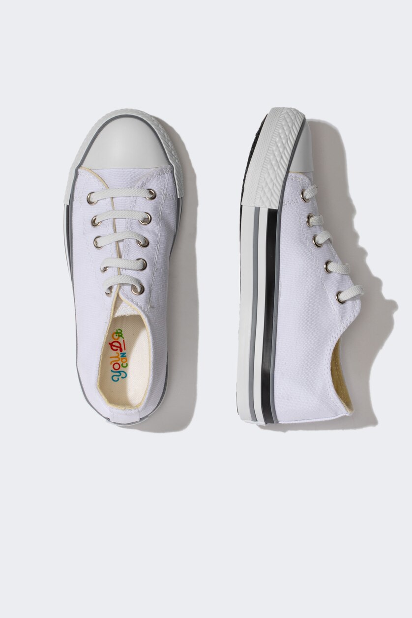 Erkek Çocuk - Genç Erkek Beyaz Erkek Çocuk Düz Taban Sneaker