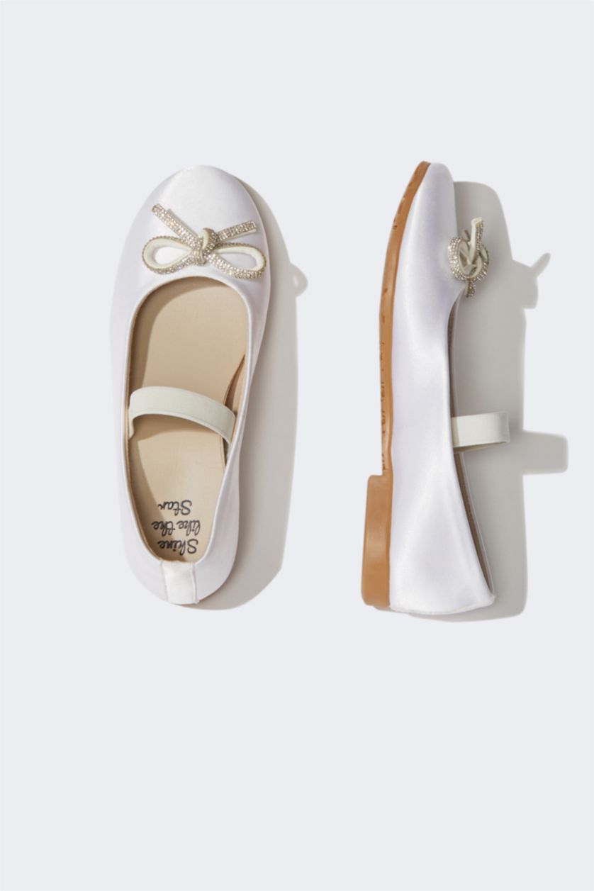 FILLES Blanc Ballerines à semelle plate pour fille