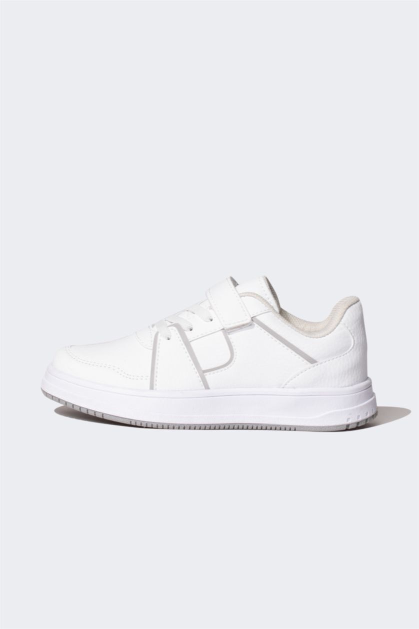 GARÇONS Blanc Baskets en simili-cuir à semelle épaisse pour Garçon