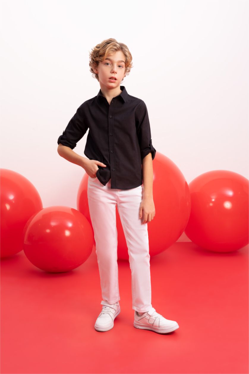 GARÇONS Blanc Baskets en simili-cuir à semelle épaisse pour Garçon