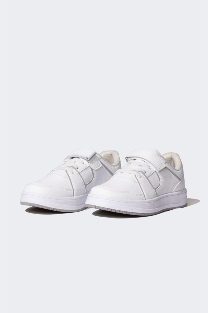 GARÇONS Blanc Baskets en simili-cuir à semelle épaisse pour Garçon