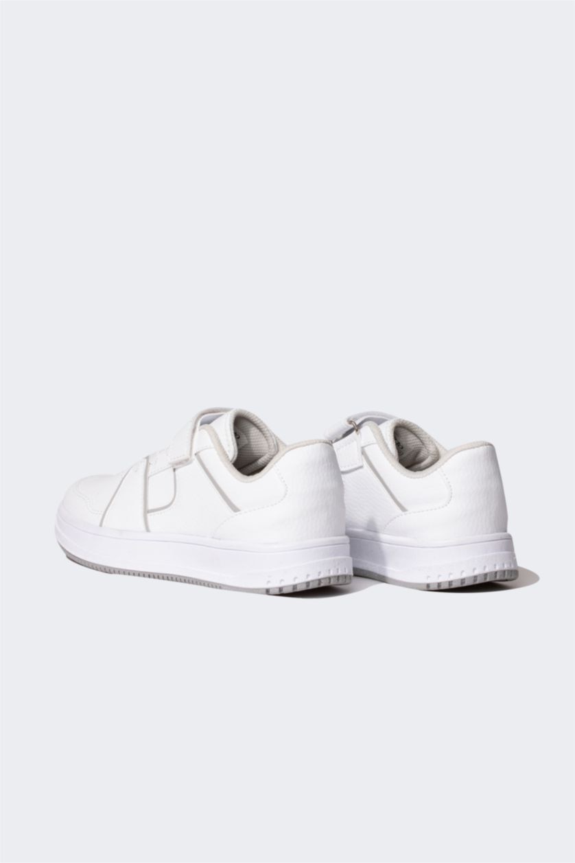 GARÇONS Blanc Baskets en simili-cuir à semelle épaisse pour Garçon