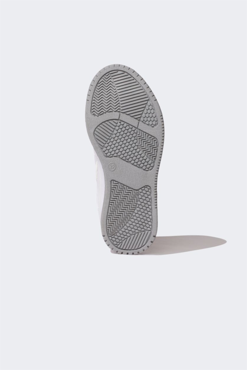 GARÇONS Blanc Baskets en simili-cuir à semelle épaisse pour Garçon