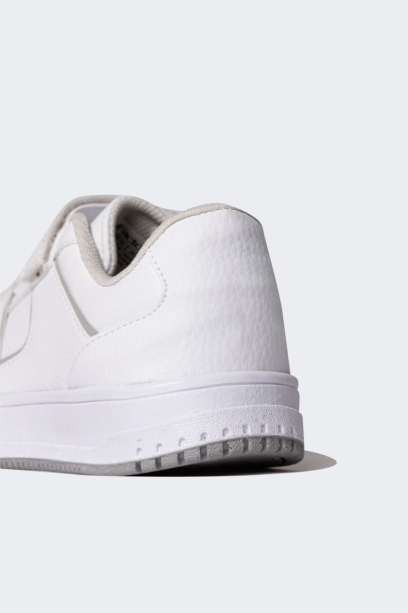 GARÇONS Blanc Baskets en simili-cuir à semelle épaisse pour Garçon