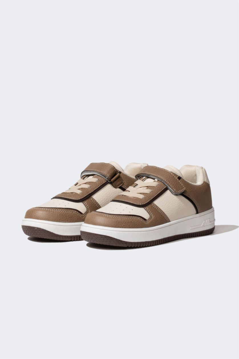 FILLES Marron Clair Baskets à Semelle Haute en Simili-Cuir pour Fille