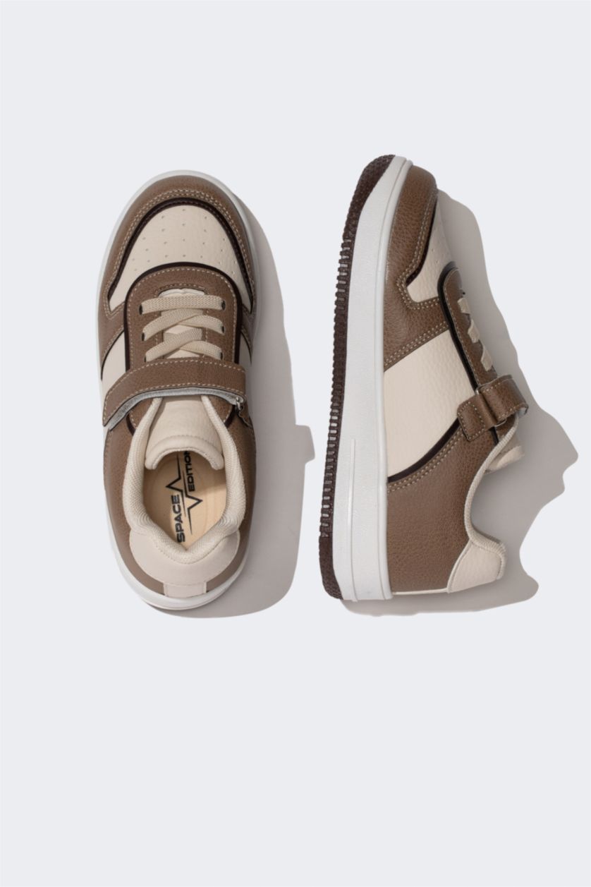 FILLES Marron Clair Baskets à Semelle Haute en Simili-Cuir pour Fille