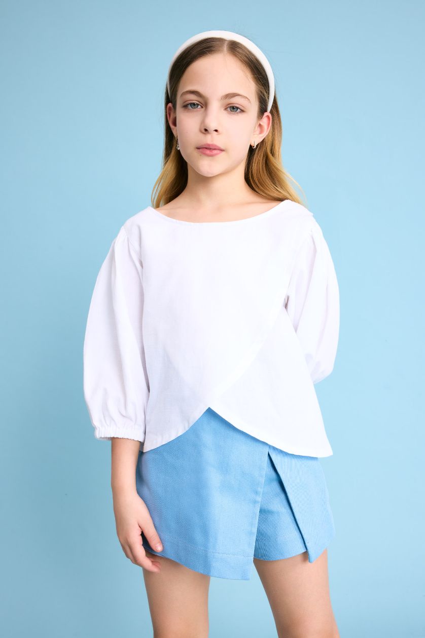 بنات أبيض بلوزة نص كم بناتي