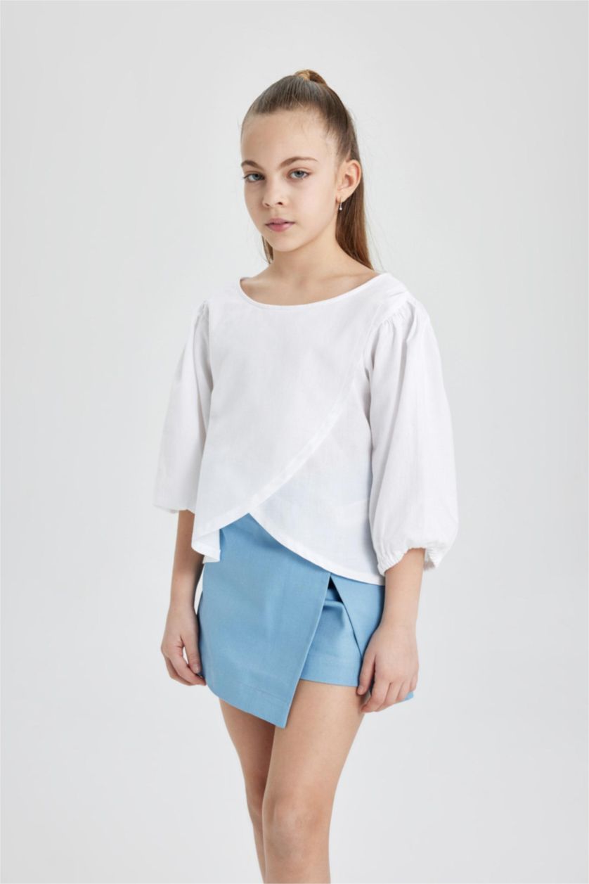 بنات أبيض بلوزة نص كم بناتي