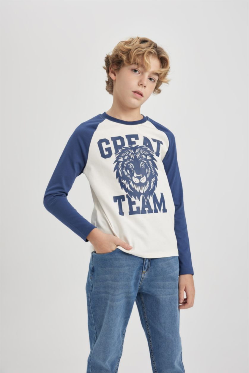 BOYS & TEENS White Boy Regular Fit Crew Neck Cotton T Shirt