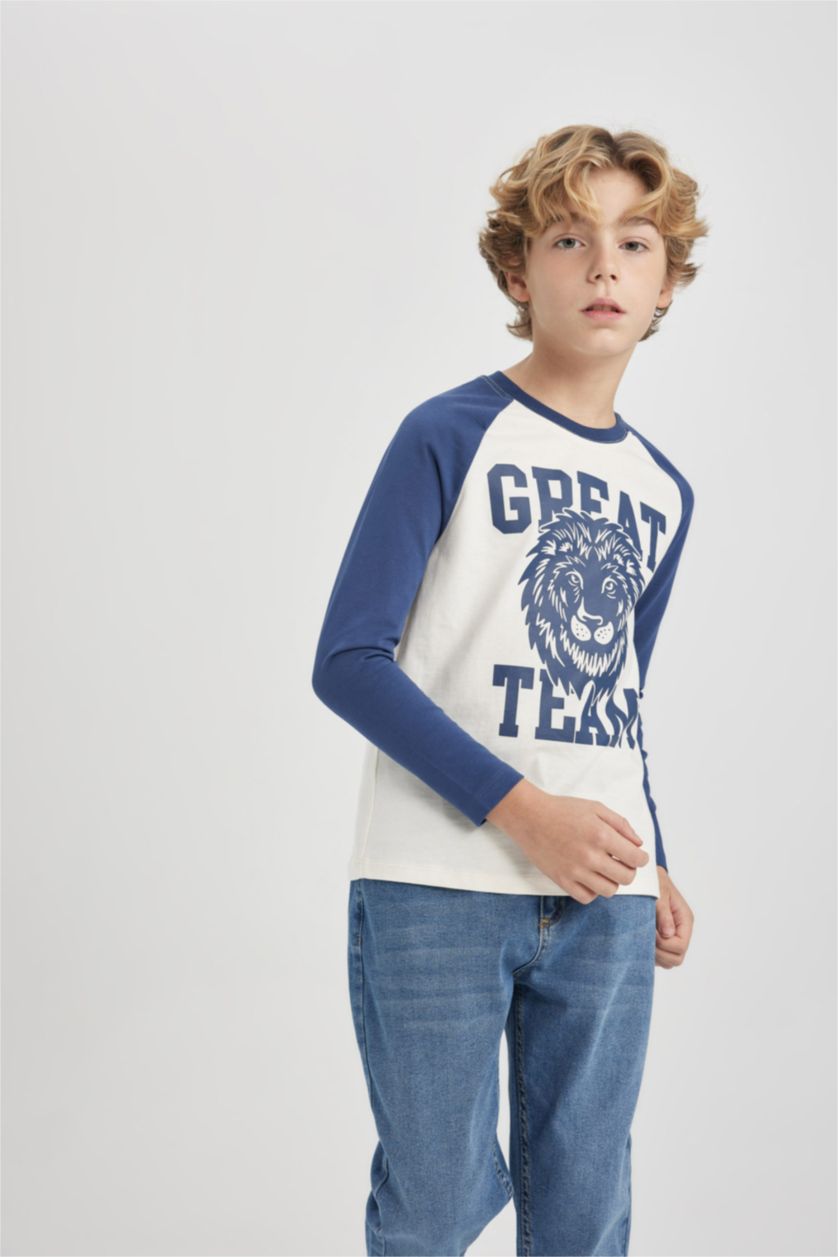 BOYS & TEENS White Boy Regular Fit Crew Neck Cotton T Shirt