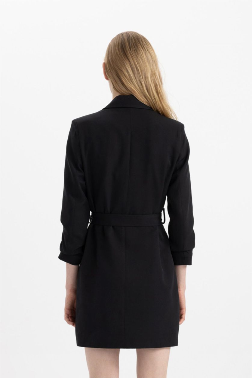 Kadın Siyah Tweed Midi Elbise