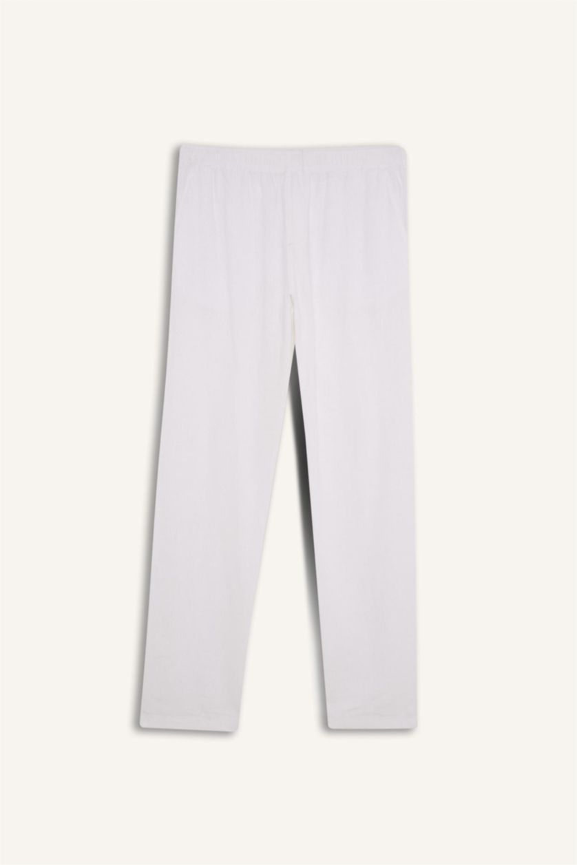 Мужчины Кремовый Брюки Relax Fit с конусным кроем и льняной смесью, легкие, летние