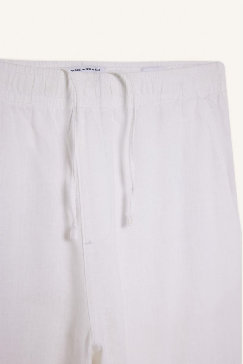 Мужчины Кремовый Брюки Relax Fit с конусным кроем и льняной смесью, легкие, летние