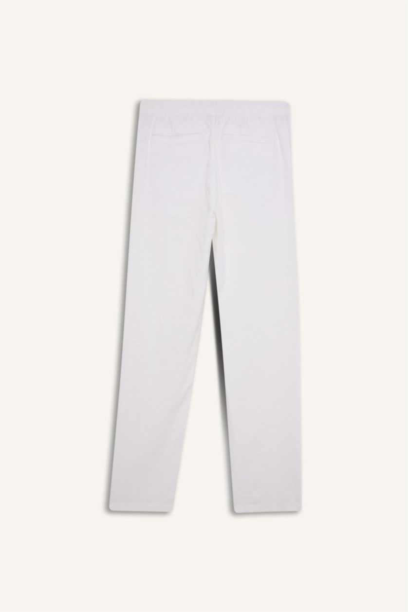 Мужчины Кремовый Брюки Relax Fit с конусным кроем и льняной смесью, легкие, летние